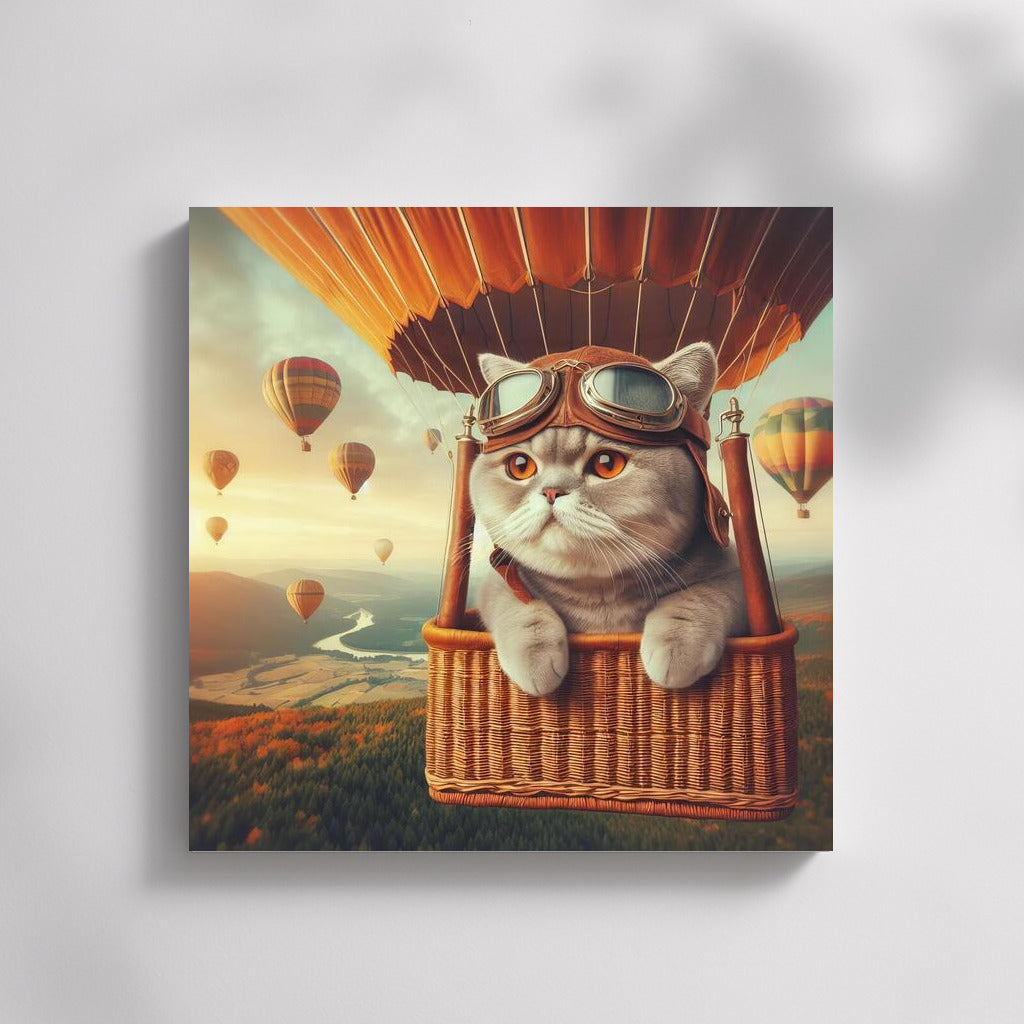 British Shorthair Cat in a Hot Air Balloon: Flight of a Dream
