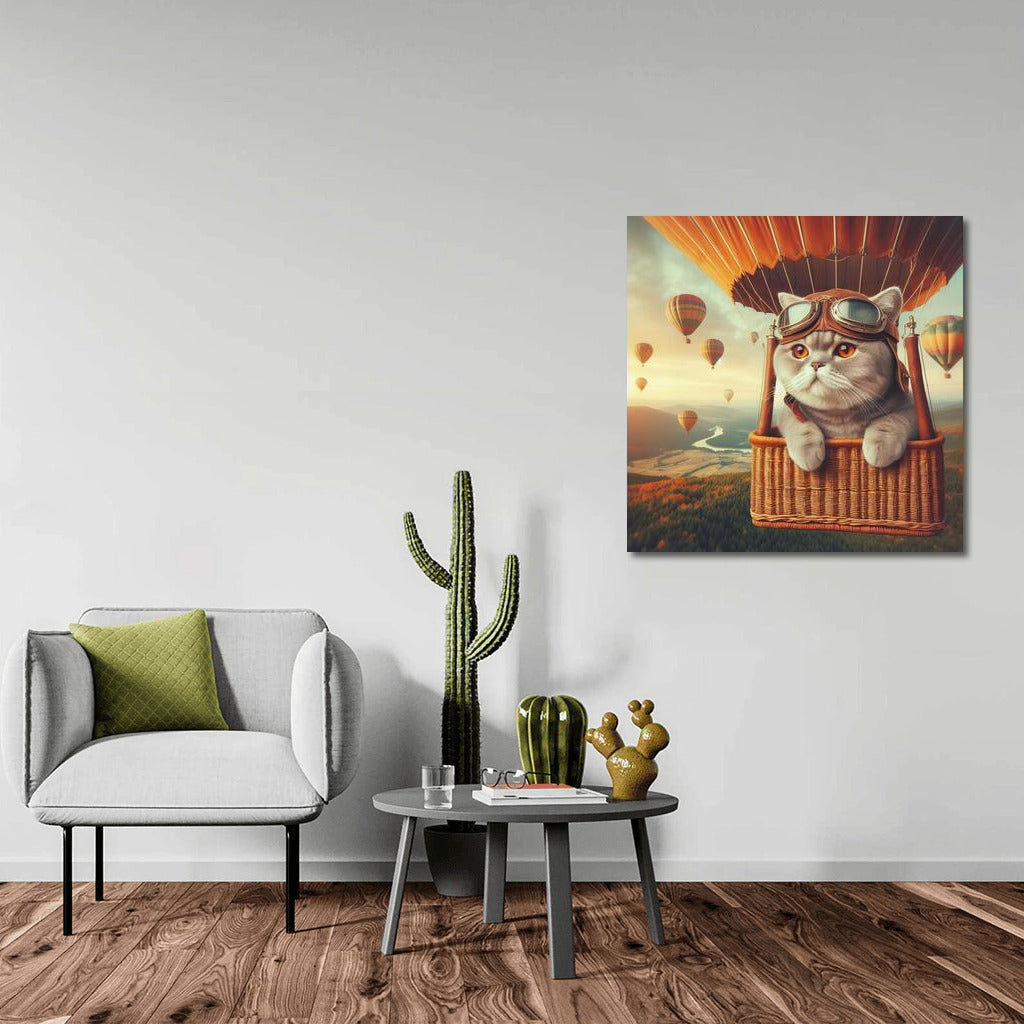 British Shorthair Cat in a Hot Air Balloon: Flight of a Dream