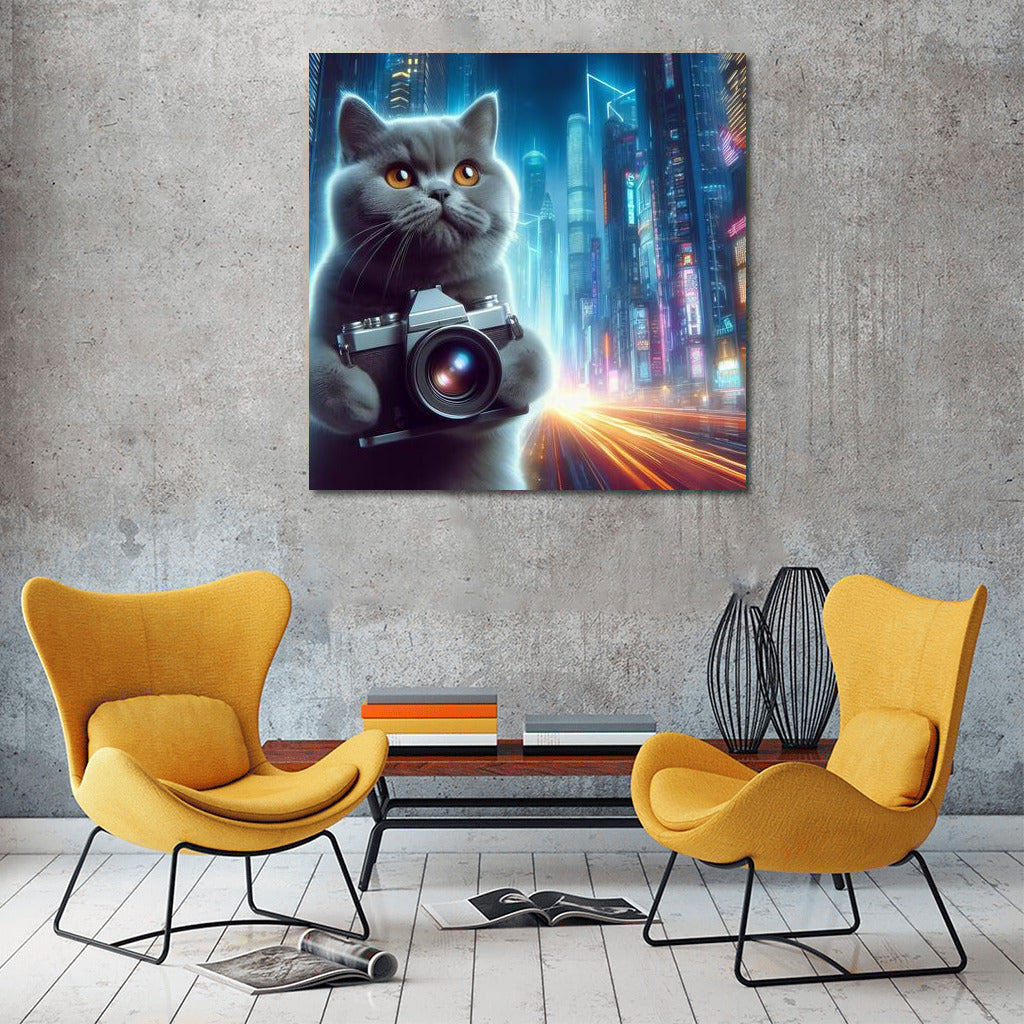 British Shorthair Photographer in the City of the Future: Tenderness and Futurism