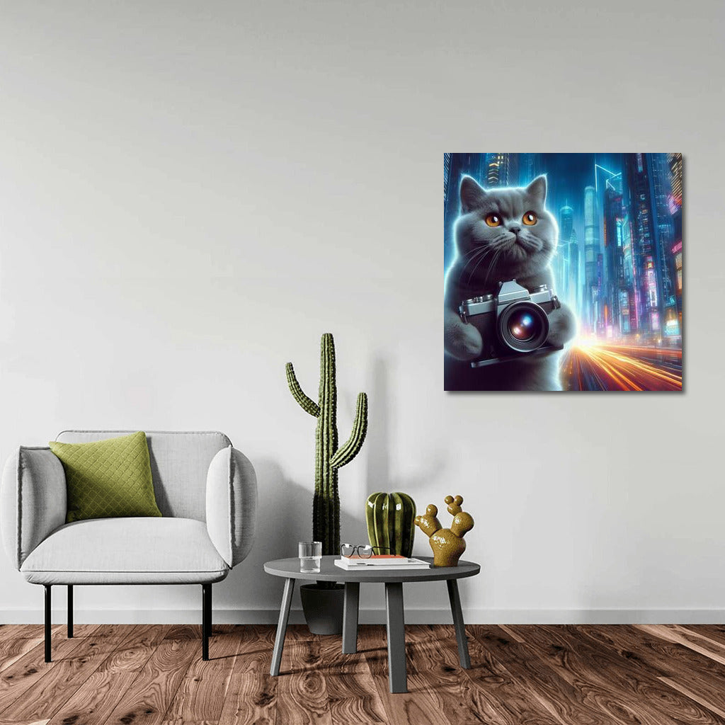 British Shorthair Photographer in the City of the Future: Tenderness and Futurism