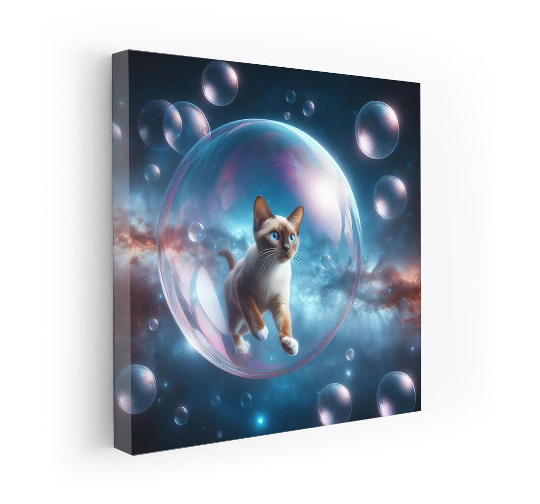 Space Journey of a Burmese Cat in a Soap Bubble