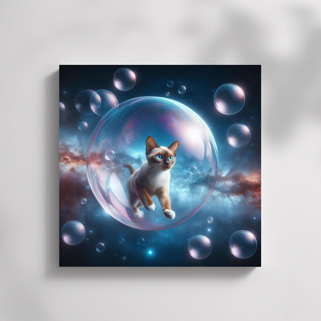Space Journey of a Burmese Cat in a Soap Bubble