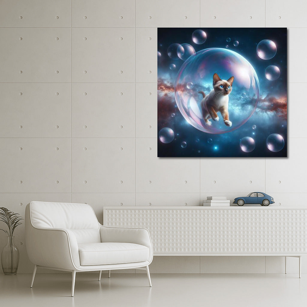 Space Journey of a Burmese Cat in a Soap Bubble
