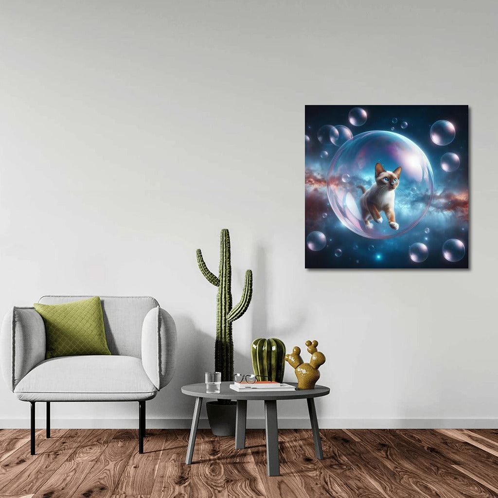 Space Journey of a Burmese Cat in a Soap Bubble