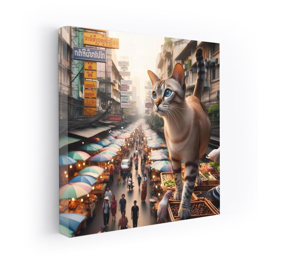 Burmese Cat in Bangkok's Vibrant Market: A Picturesque Journey