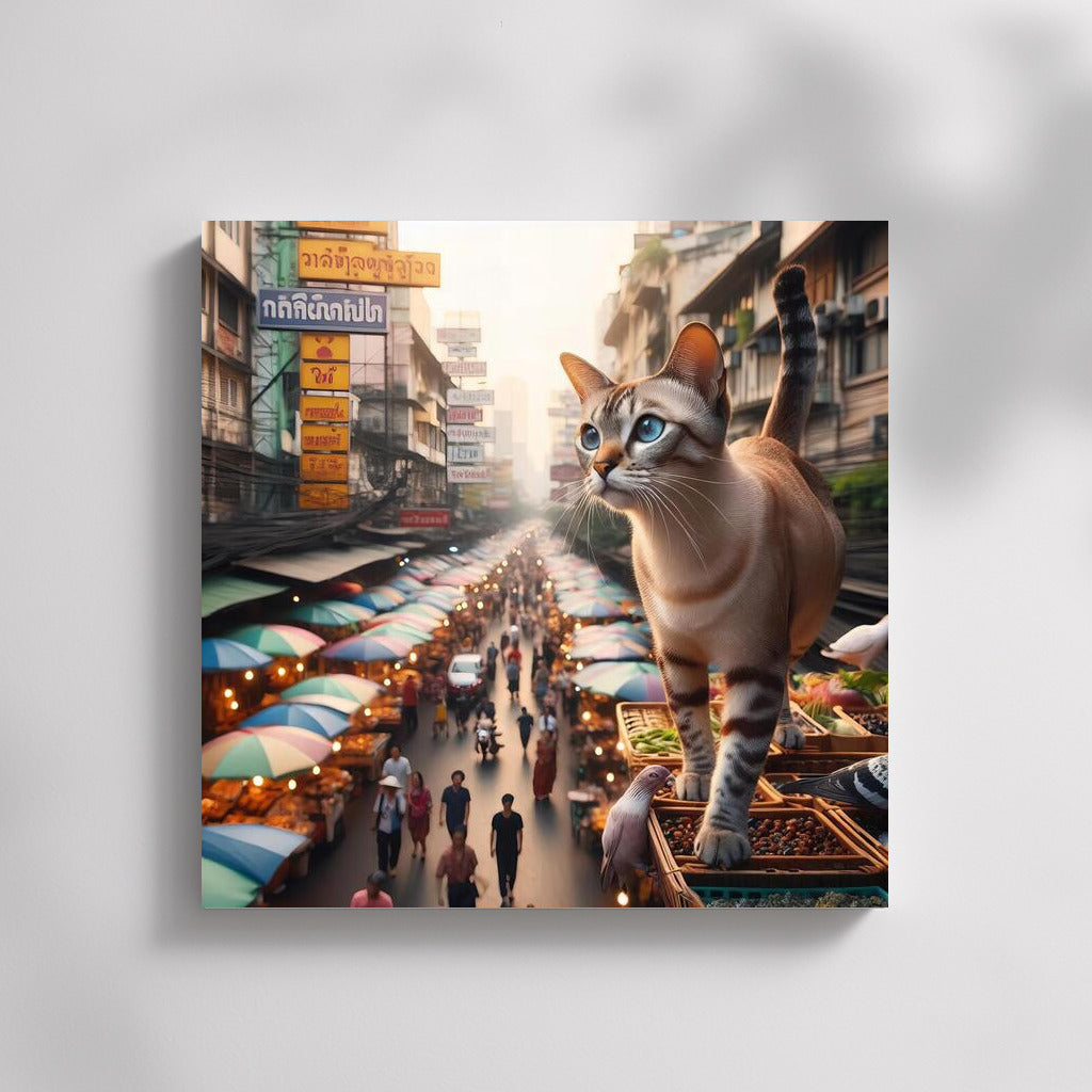 Burmese Cat in Bangkok's Vibrant Market: A Picturesque Journey