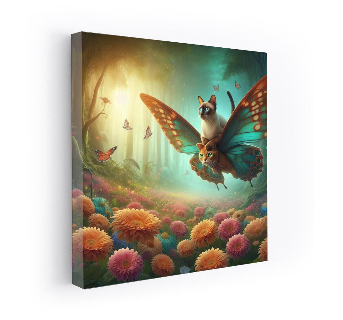 Burmese Cat on Butterfly Wings: Flight in the Fairytale Forest