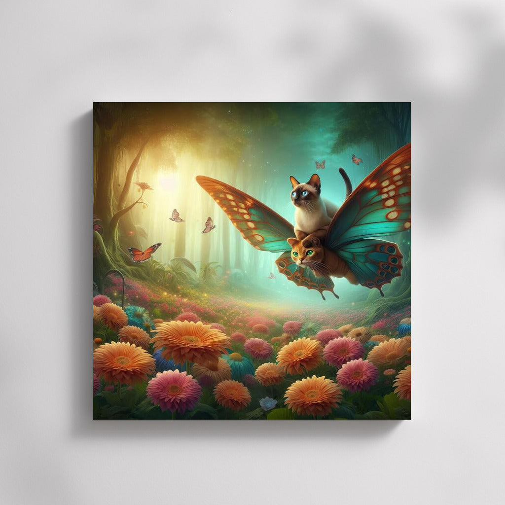 Burmese Cat on Butterfly Wings: Flight in the Fairytale Forest