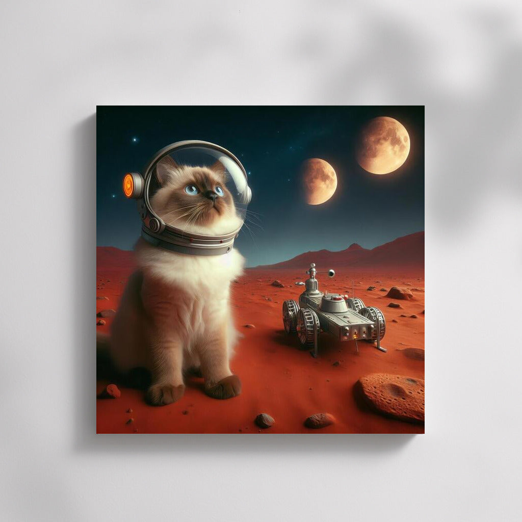 Burmese Cat Astronaut on Mars: Explorer Under Three Moons