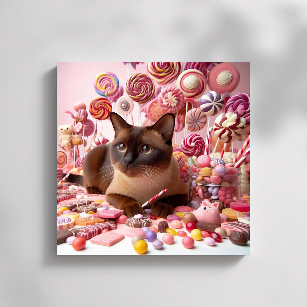 Burmese cat in chocolate and candy parade