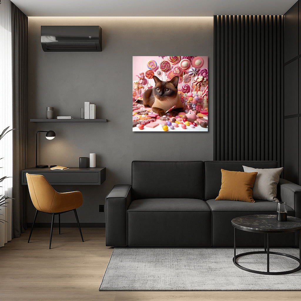 Burmese cat in chocolate and candy parade
