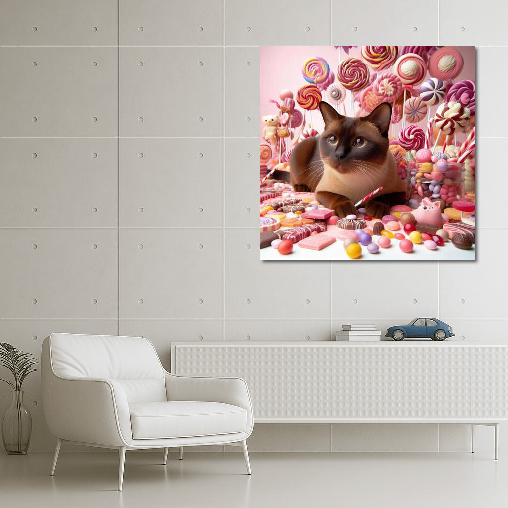 Burmese cat in chocolate and candy parade