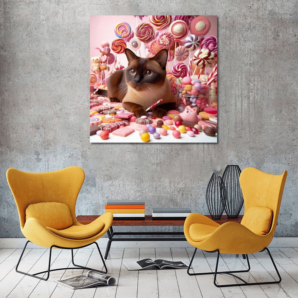 Burmese cat in chocolate and candy parade