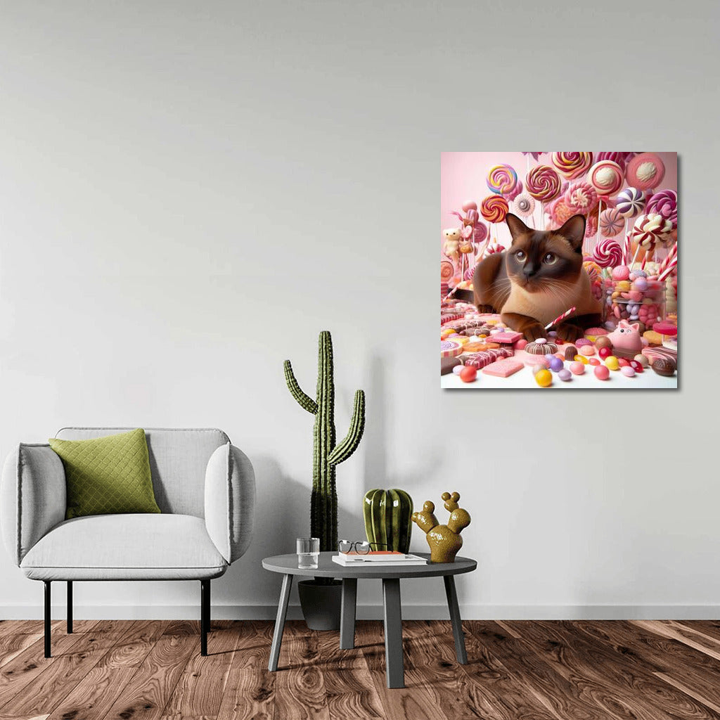 Burmese cat in chocolate and candy parade