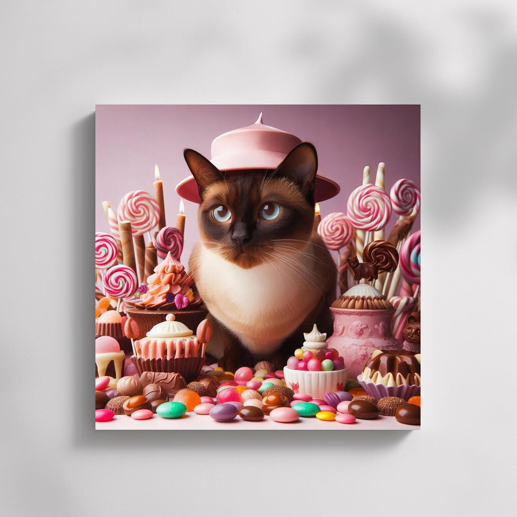 Burmese Cat on Chocolate Candy Parade: Sweet Charm