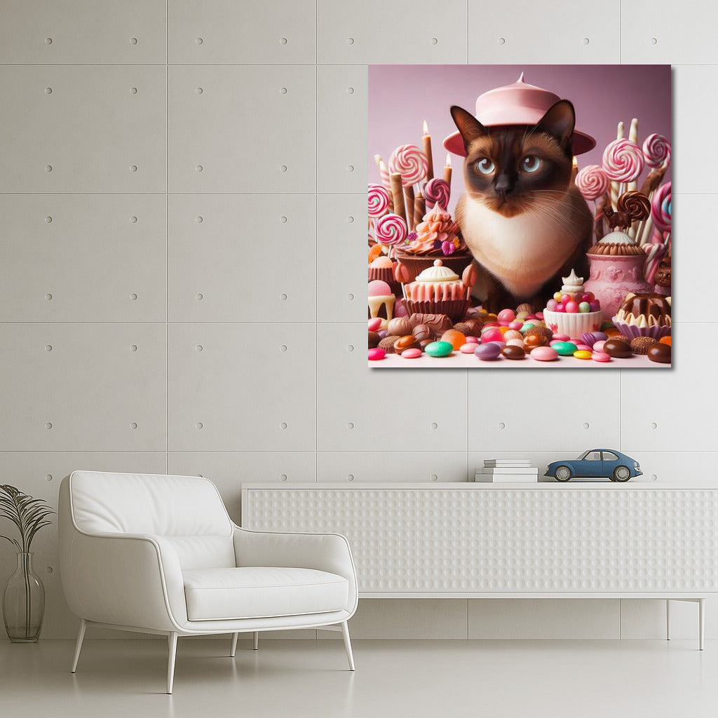 Burmese Cat on Chocolate Candy Parade: Sweet Charm