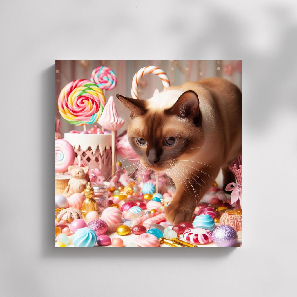 Burmese cat in chocolate candy parade
