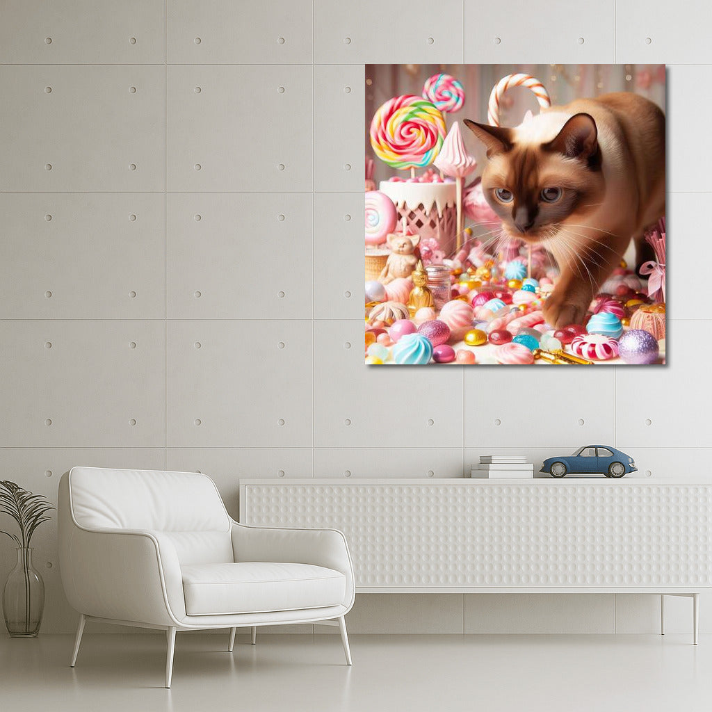 Burmese cat in chocolate candy parade