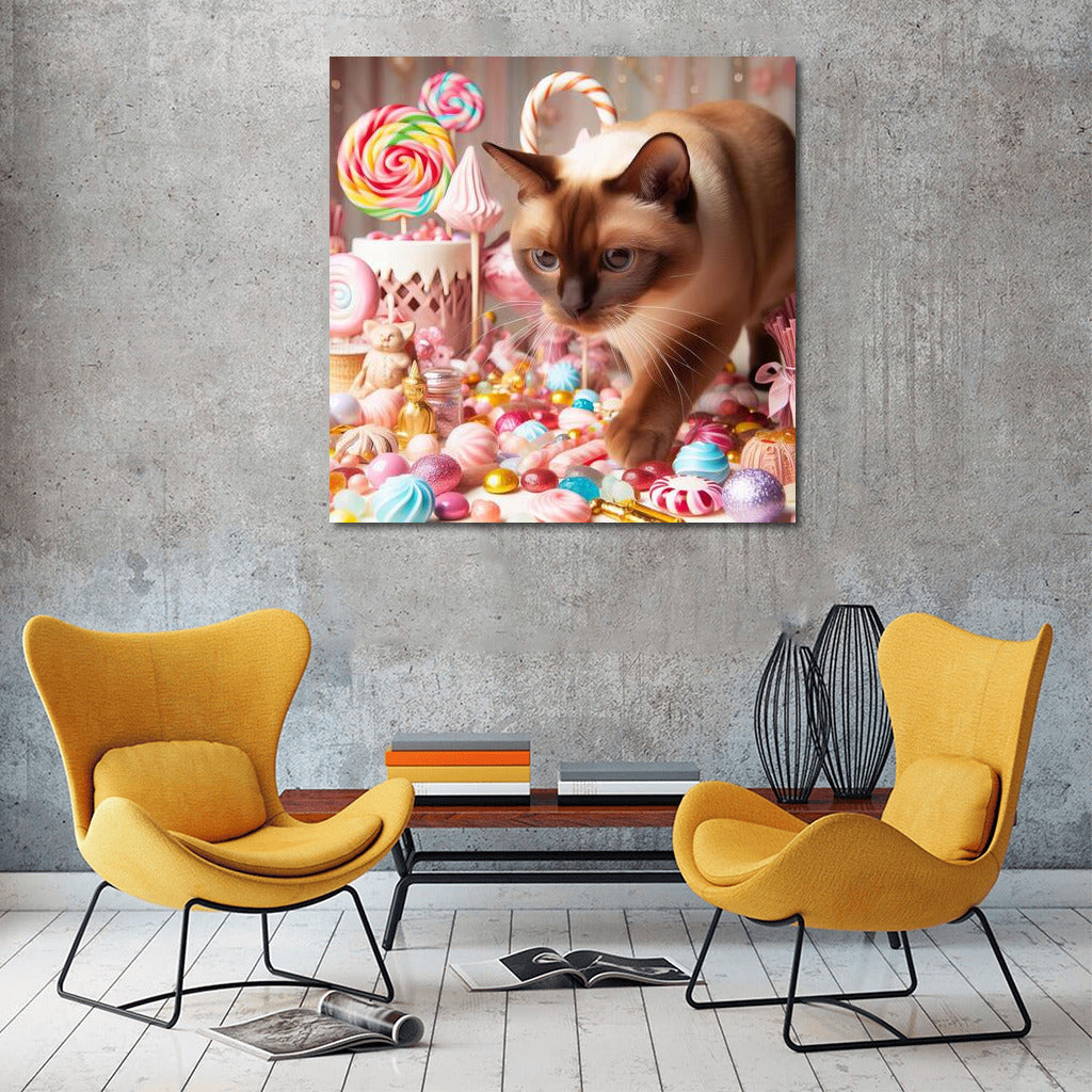 Burmese cat in chocolate candy parade