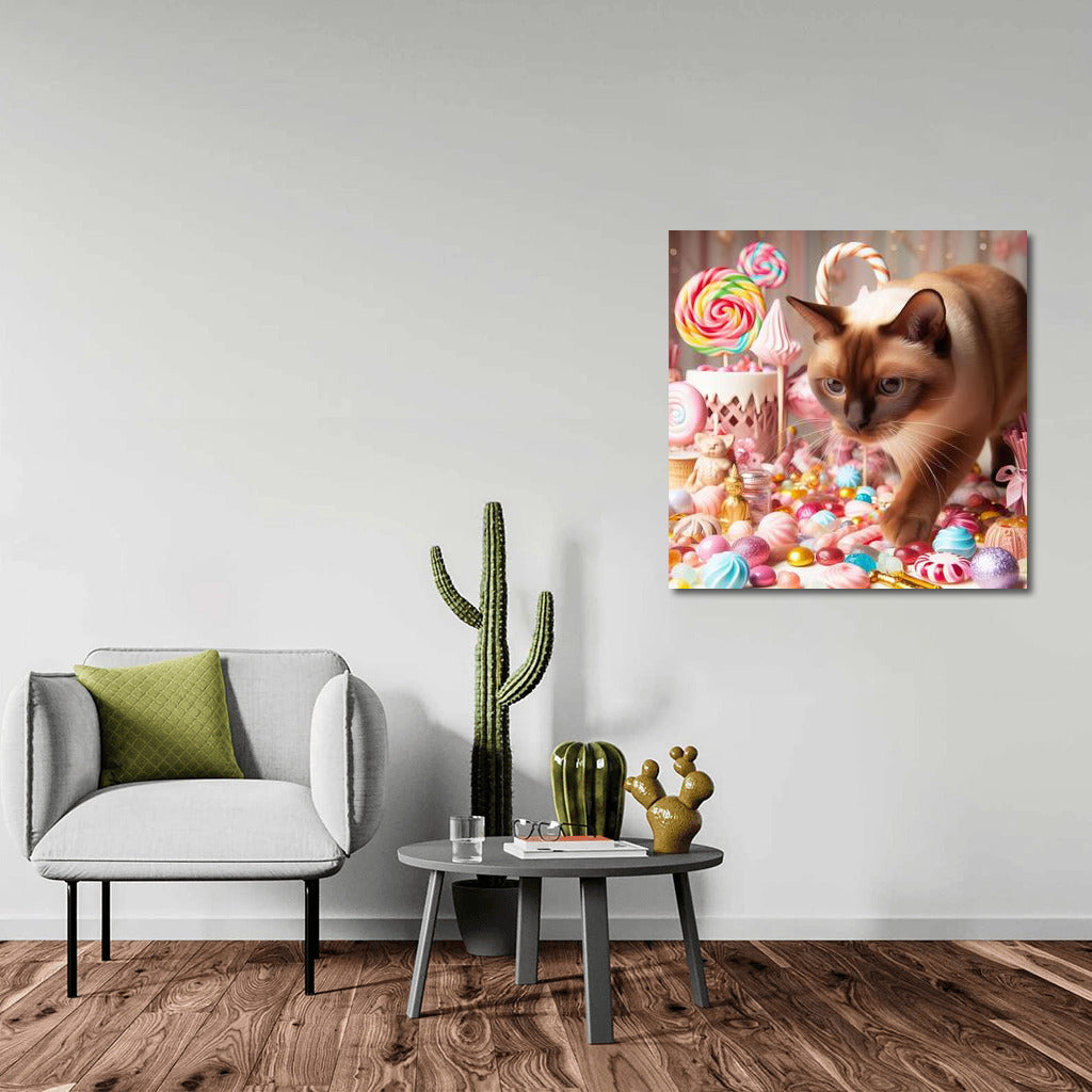 Burmese cat in chocolate candy parade