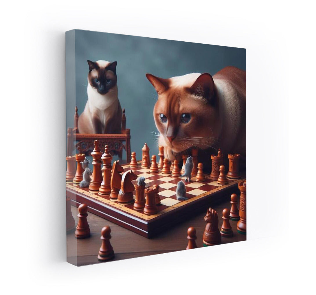 Burmese Cat and Live Chess Battle: Magic on the Board