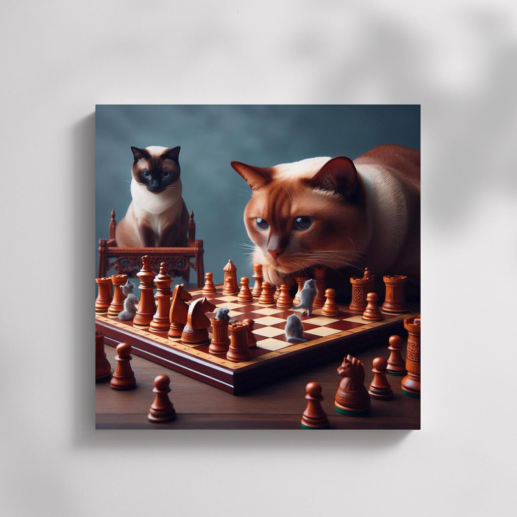 Burmese Cat and Live Chess Battle: Magic on the Board