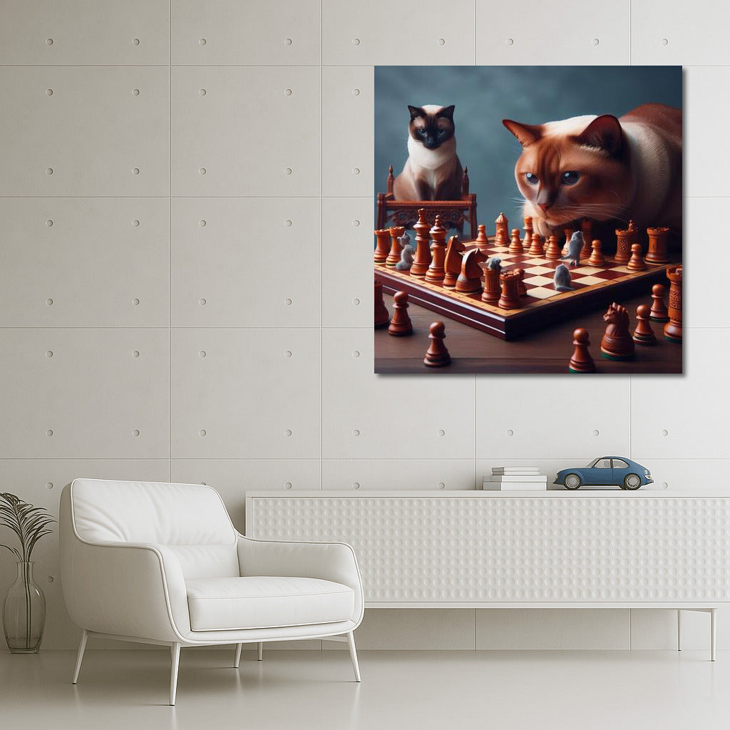Burmese Cat and Live Chess Battle: Magic on the Board