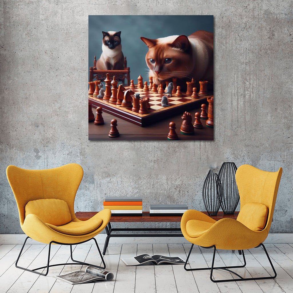 Burmese Cat and Live Chess Battle: Magic on the Board