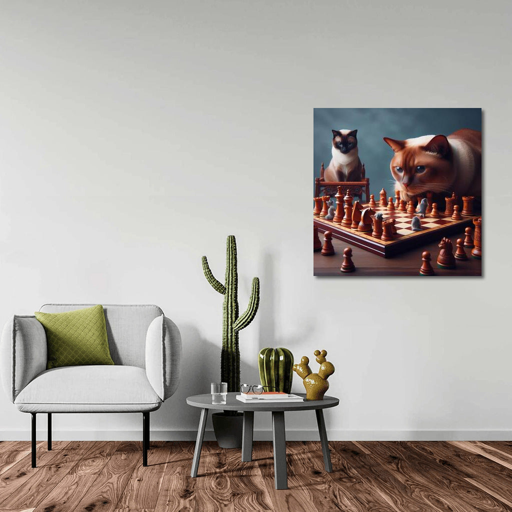 Burmese Cat and Live Chess Battle: Magic on the Board