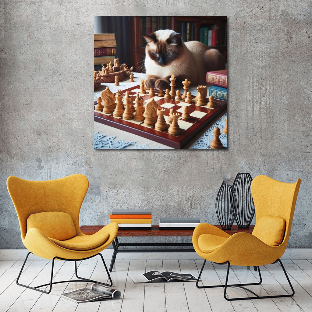 Burmese Cat and Living Chess Pieces: Magic on the Board