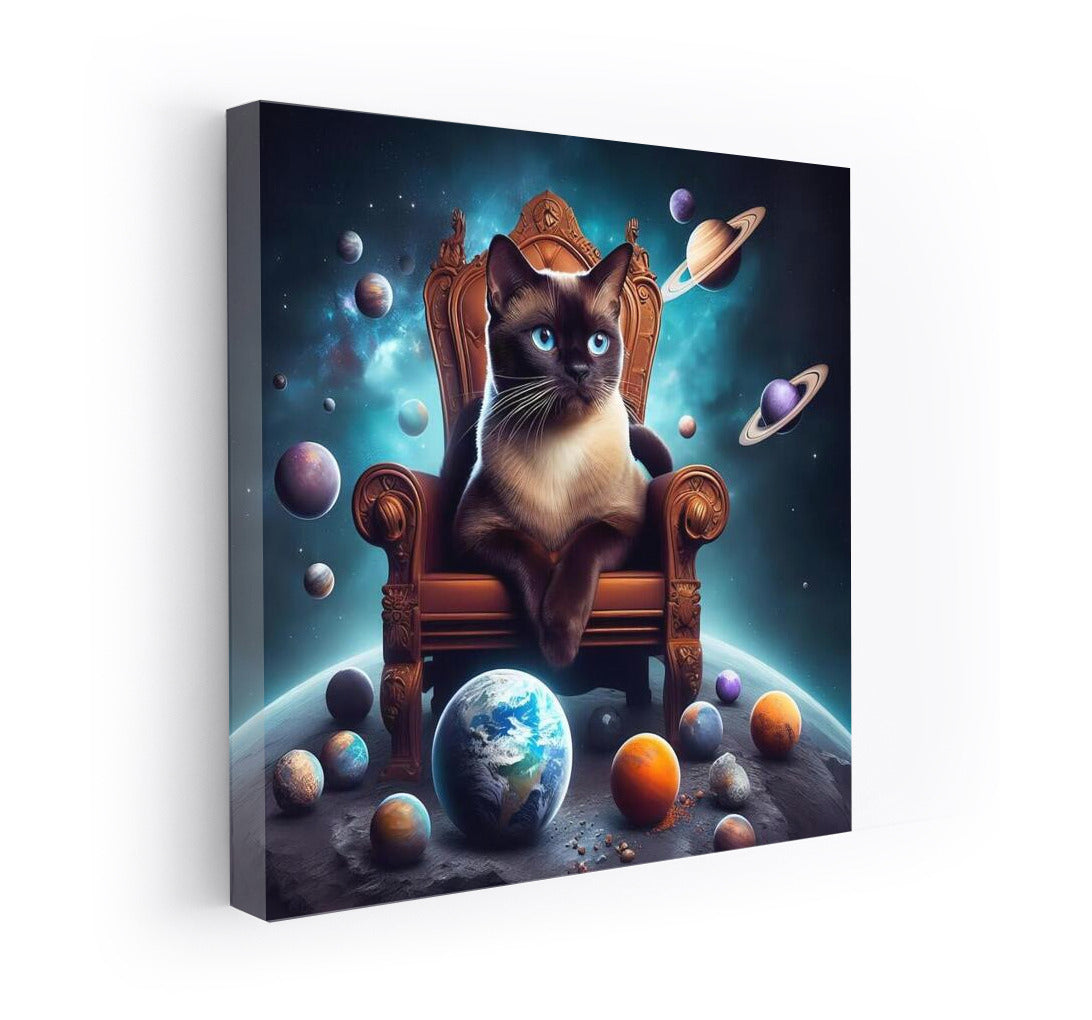The Burmese Cat Ruler: Galactic Throne and Planets as Toys