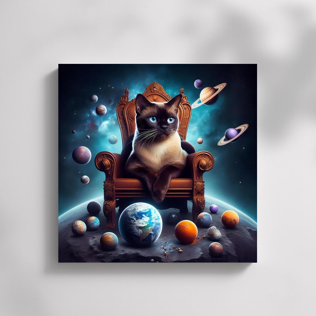 The Burmese Cat Ruler: Galactic Throne and Planets as Toys