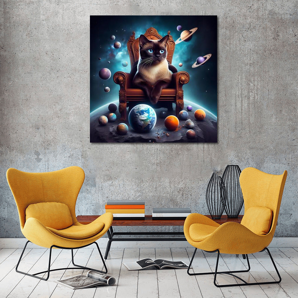 The Burmese Cat Ruler: Galactic Throne and Planets as Toys