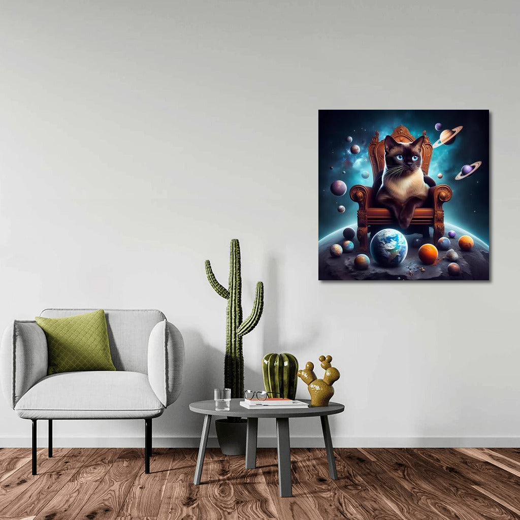 The Burmese Cat Ruler: Galactic Throne and Planets as Toys