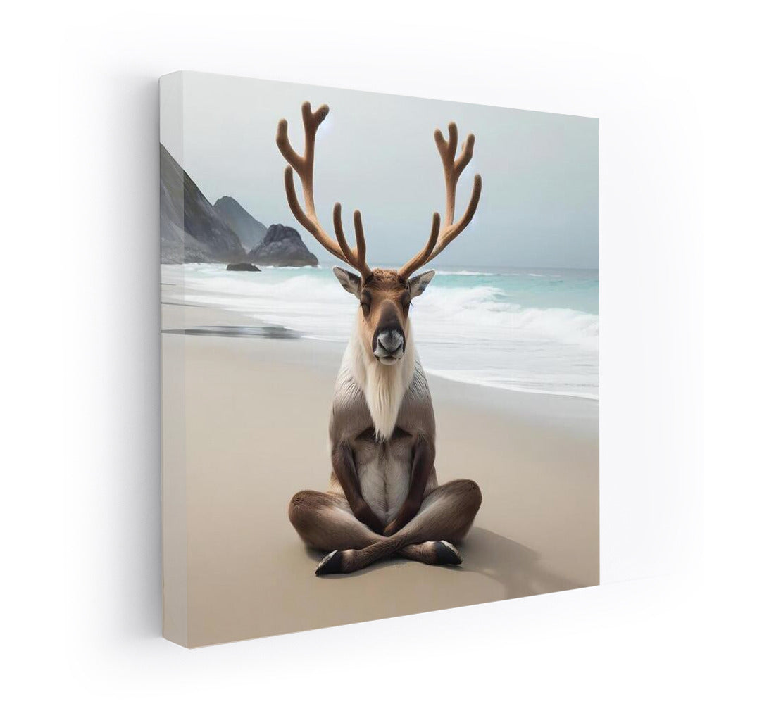 Caribou in Meditation on the Beach: Peace and Harmony for Your Home