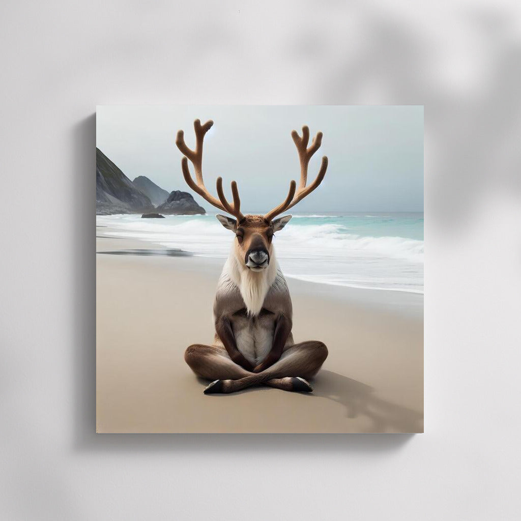 Caribou in Meditation on the Beach: Peace and Harmony for Your Home