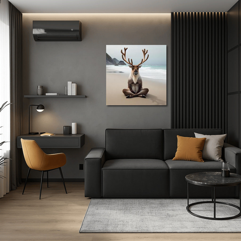 Caribou in Meditation on the Beach: Peace and Harmony for Your Home