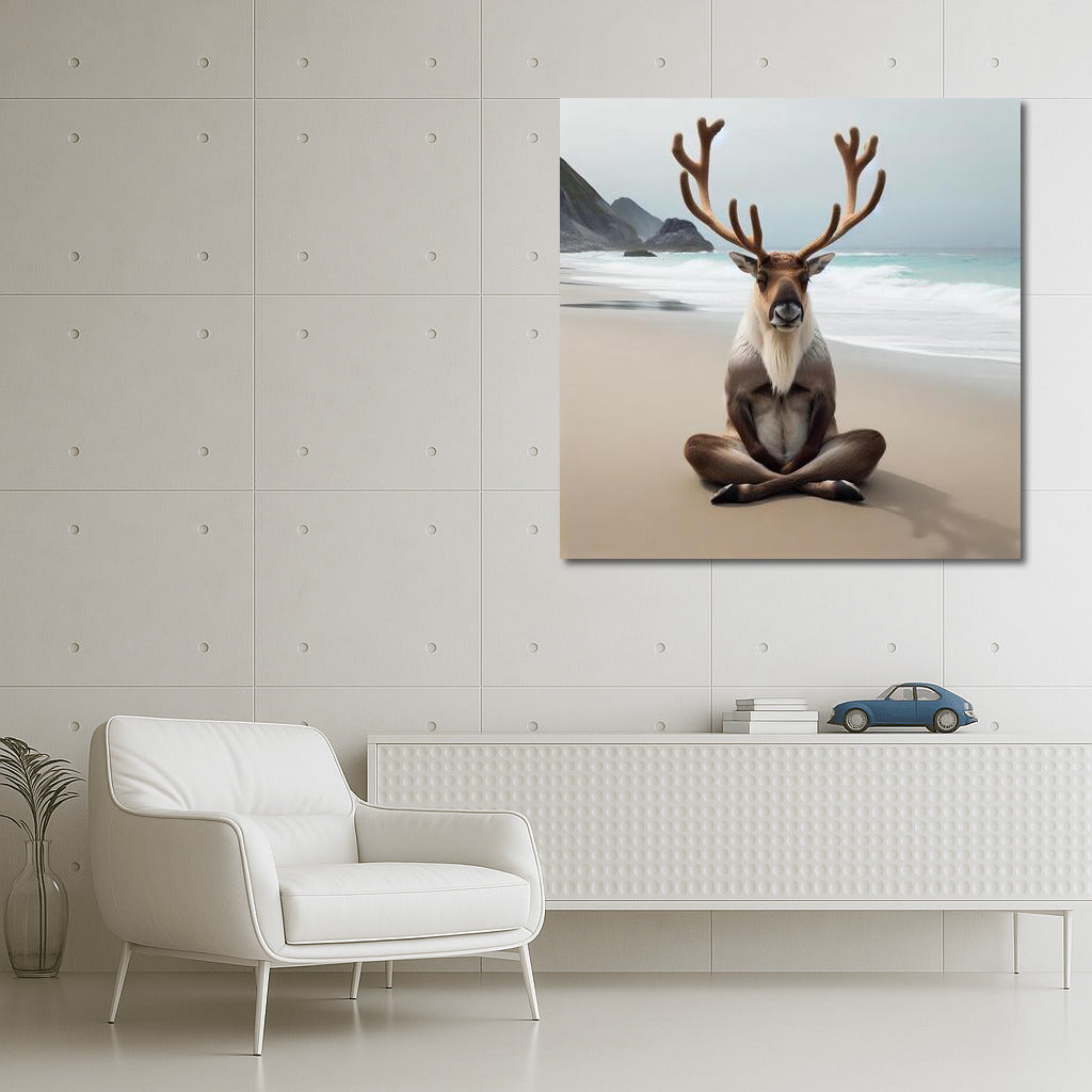 Caribou in Meditation on the Beach: Peace and Harmony for Your Home
