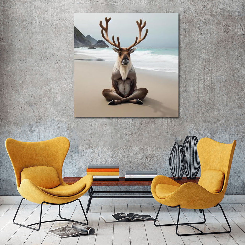 Caribou in Meditation on the Beach: Peace and Harmony for Your Home