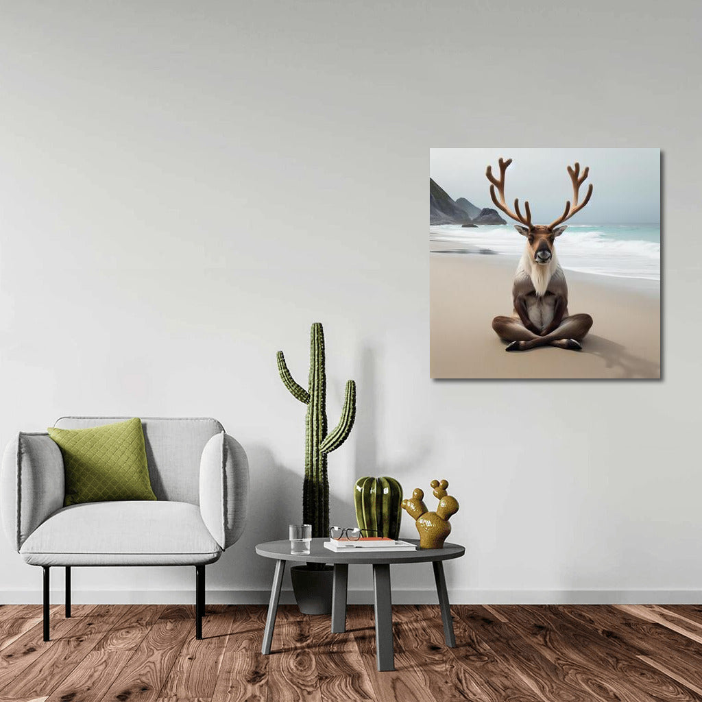Caribou in Meditation on the Beach: Peace and Harmony for Your Home