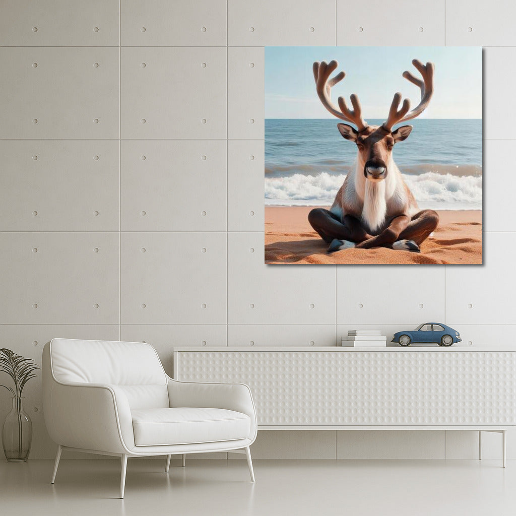 Caribou in Meditation on the Beach: Calm and Serenity for Your Home