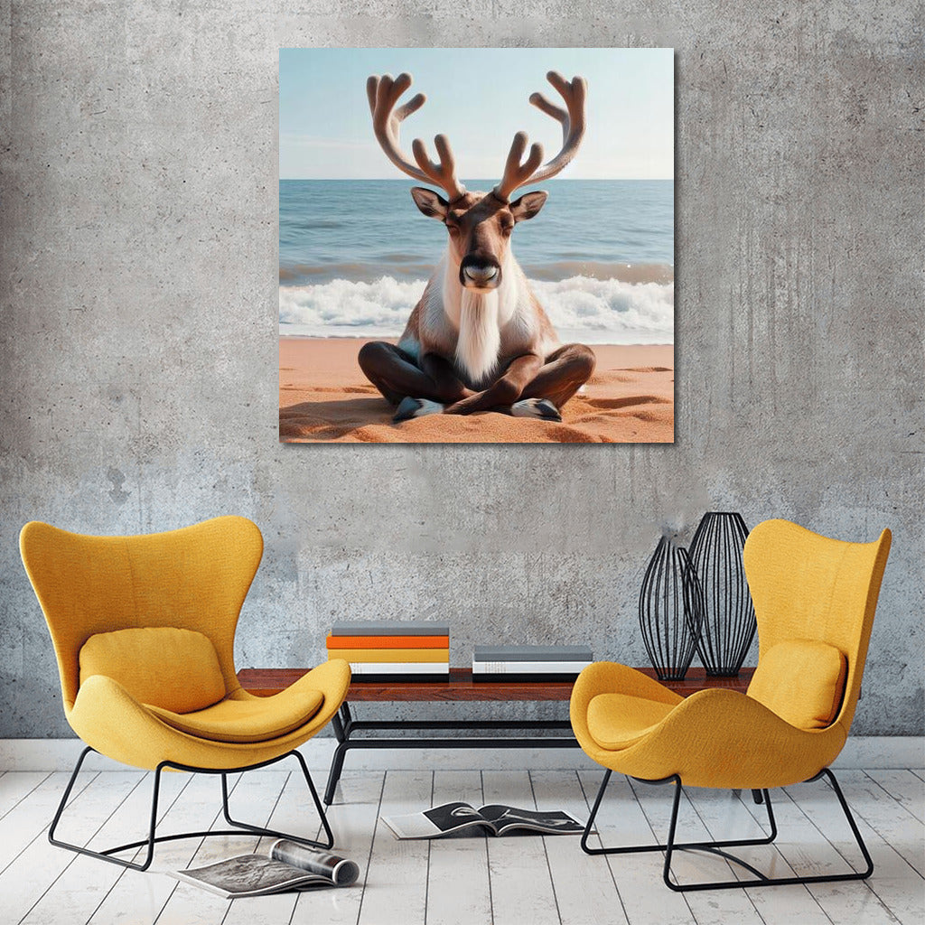 Caribou in Meditation on the Beach: Calm and Serenity for Your Home
