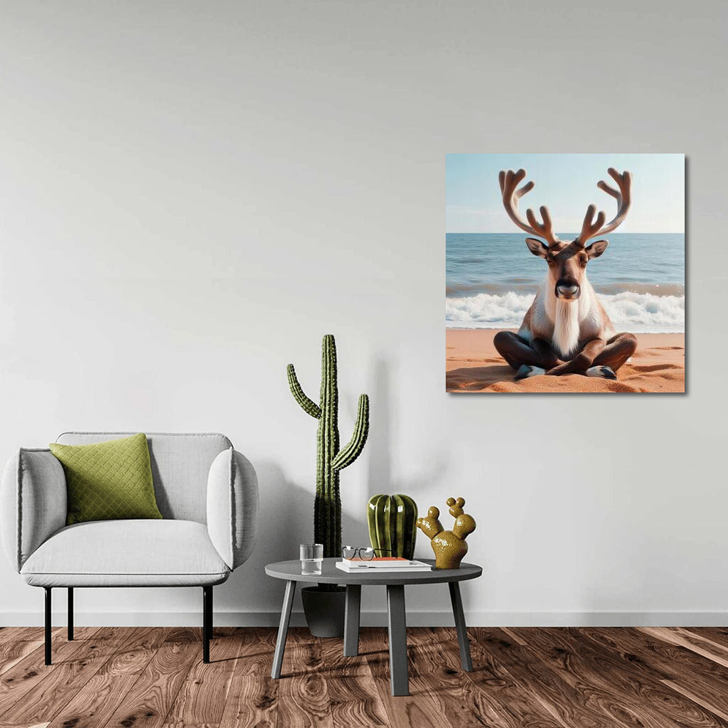 Caribou in Meditation on the Beach: Calm and Serenity for Your Home