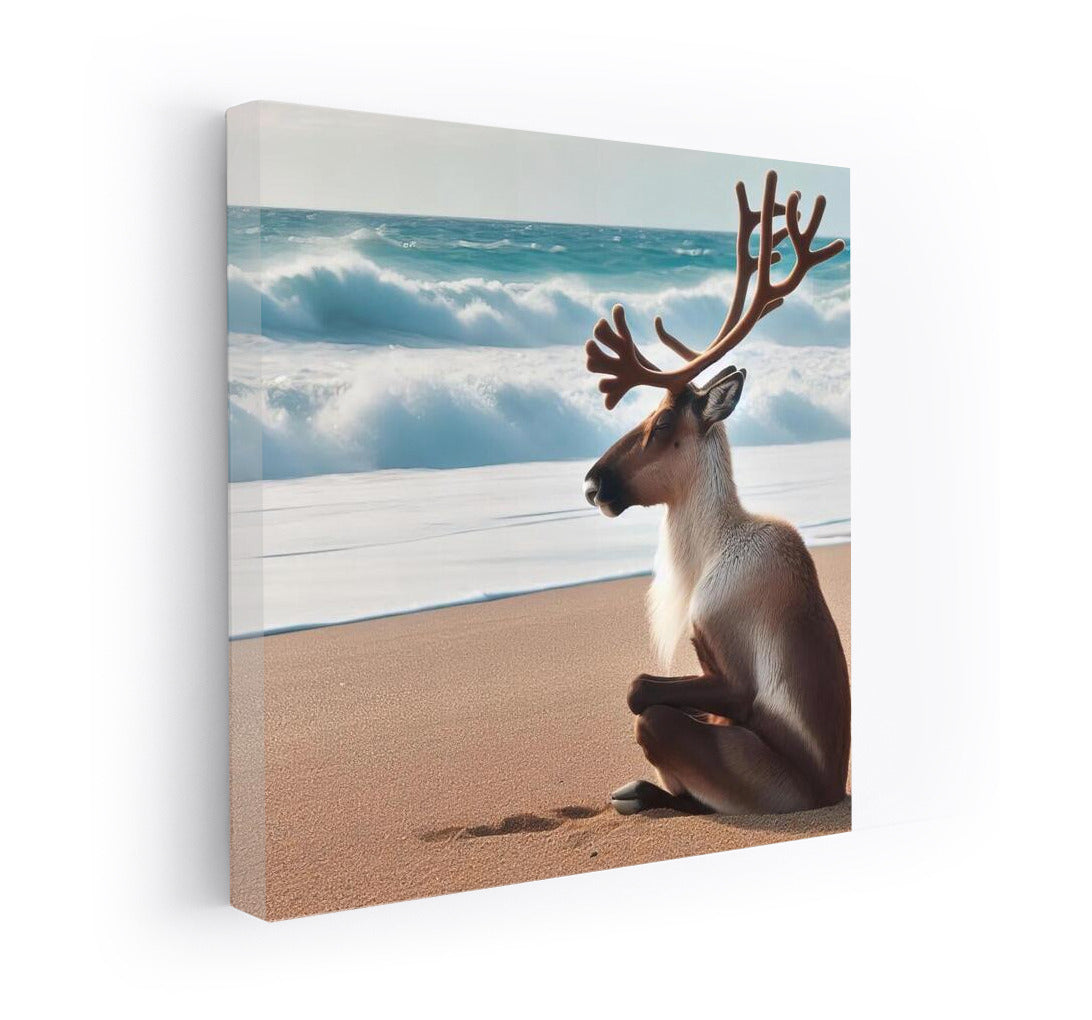 Caribou Meditating on the Beach: Tranquility and Nature