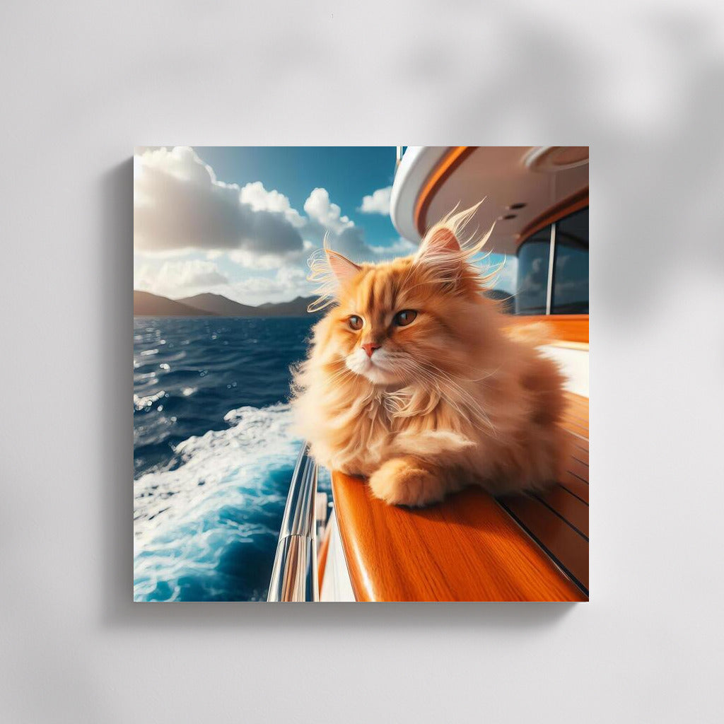 Cat on a luxury yacht: Elegance and freedom