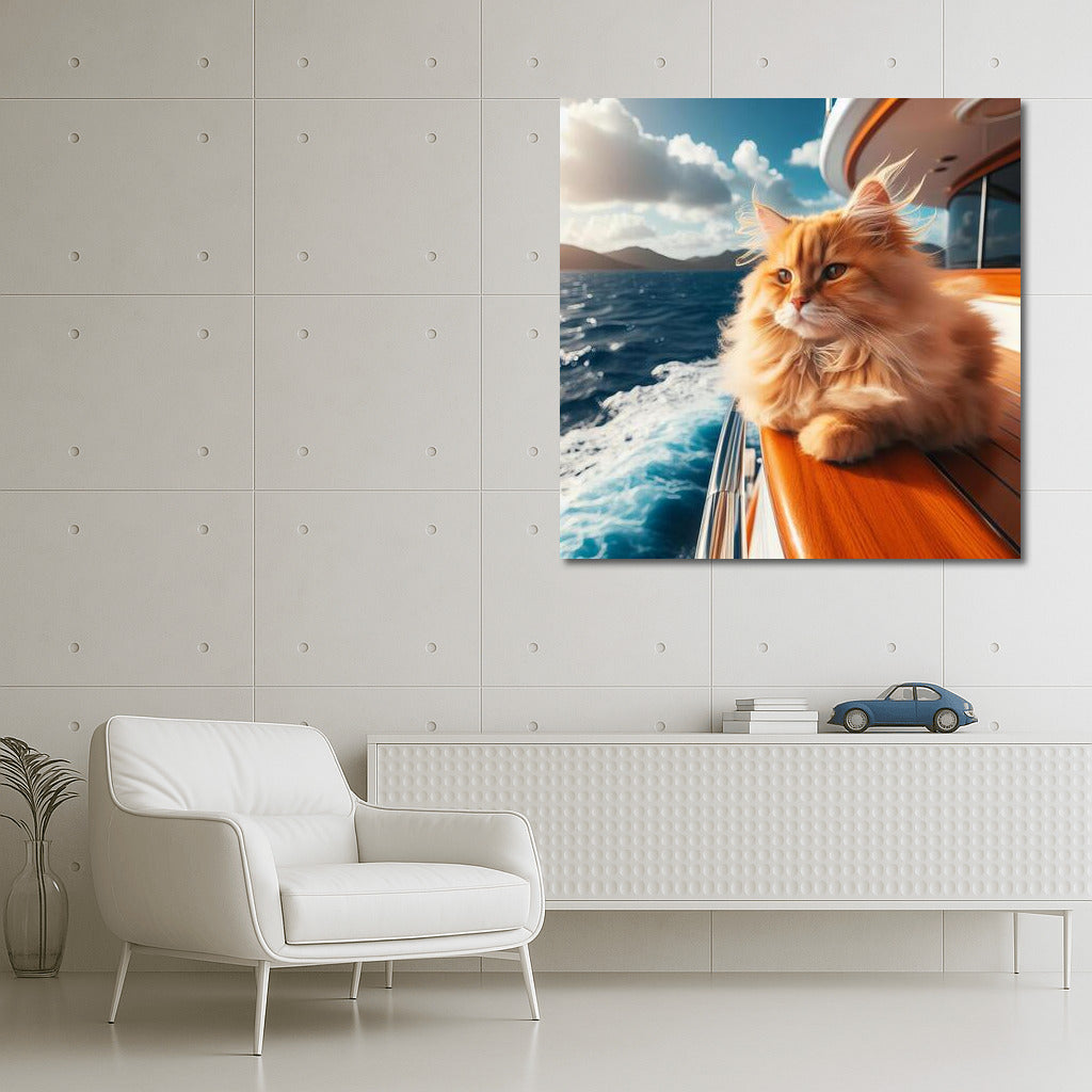 Cat on a luxury yacht: Elegance and freedom