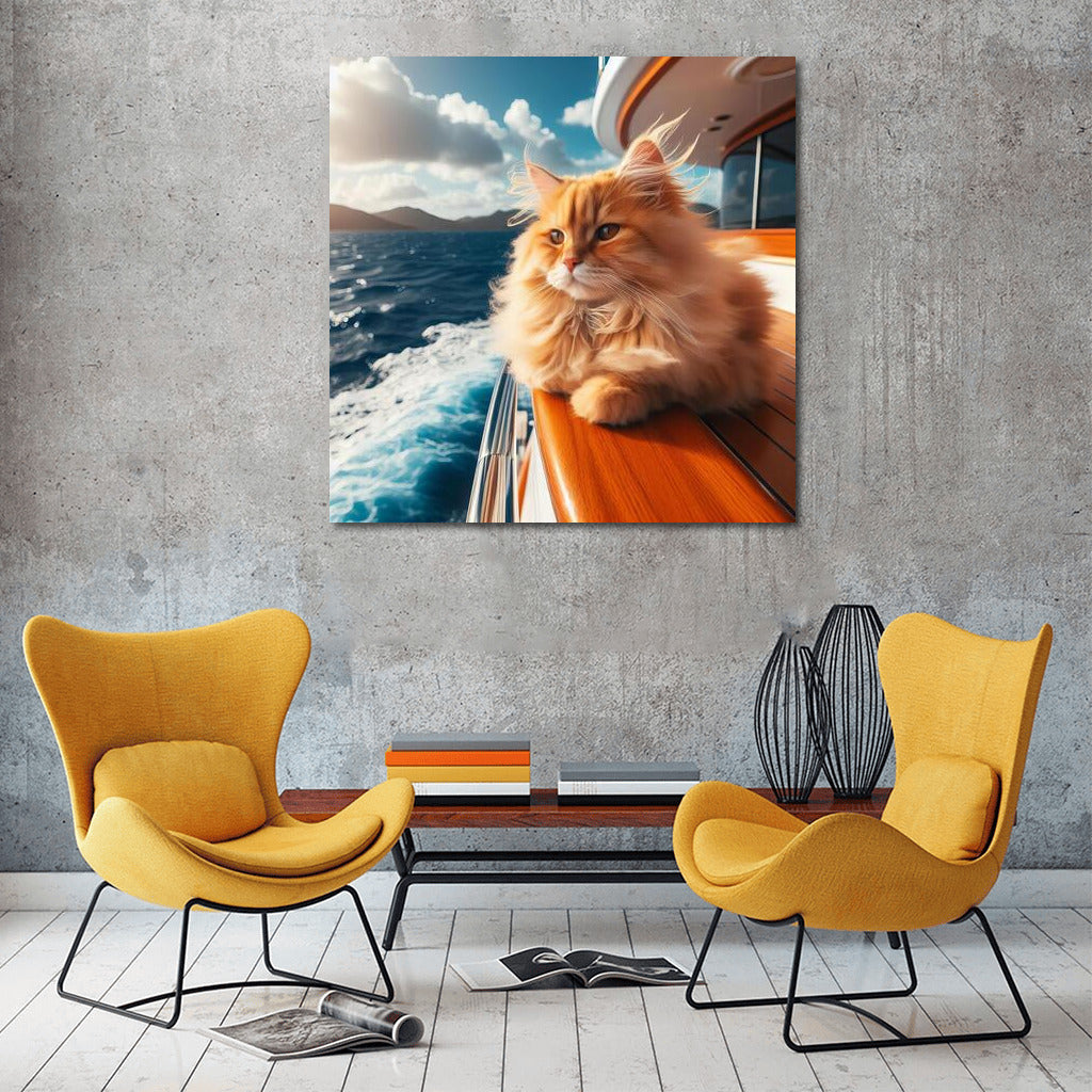 Cat on a luxury yacht: Elegance and freedom