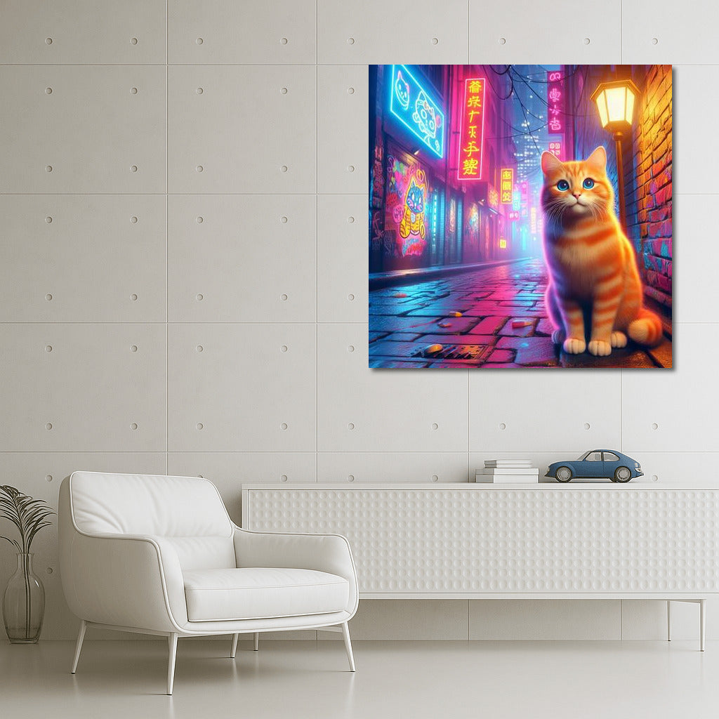Neon Fantasy: Cat in the Alley of Dreams