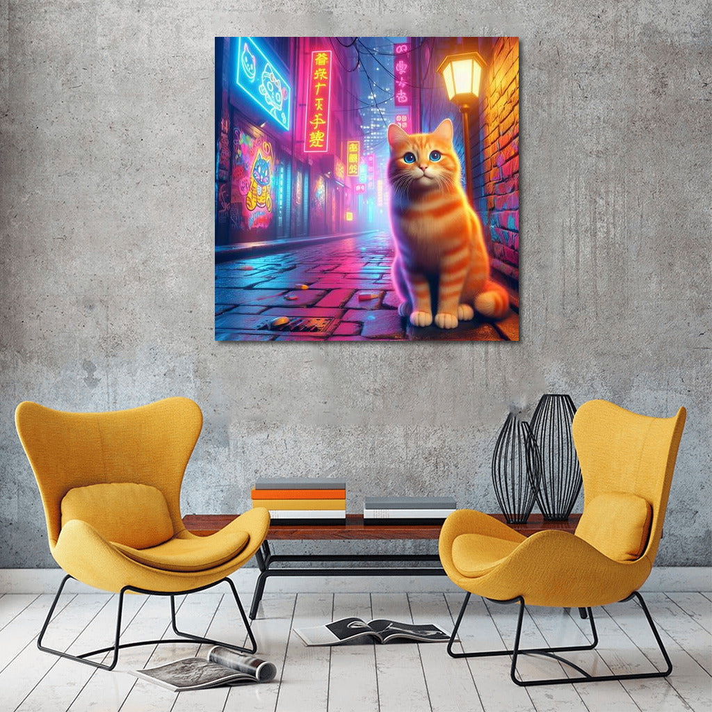 Neon Fantasy: Cat in the Alley of Dreams