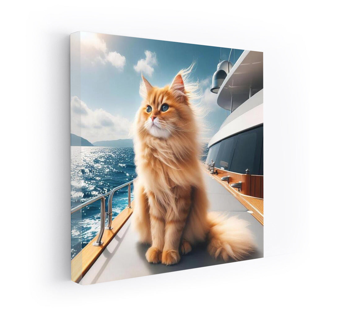 Elegant Cat on a Luxury Yacht: Sophisticated Charm and Freedom